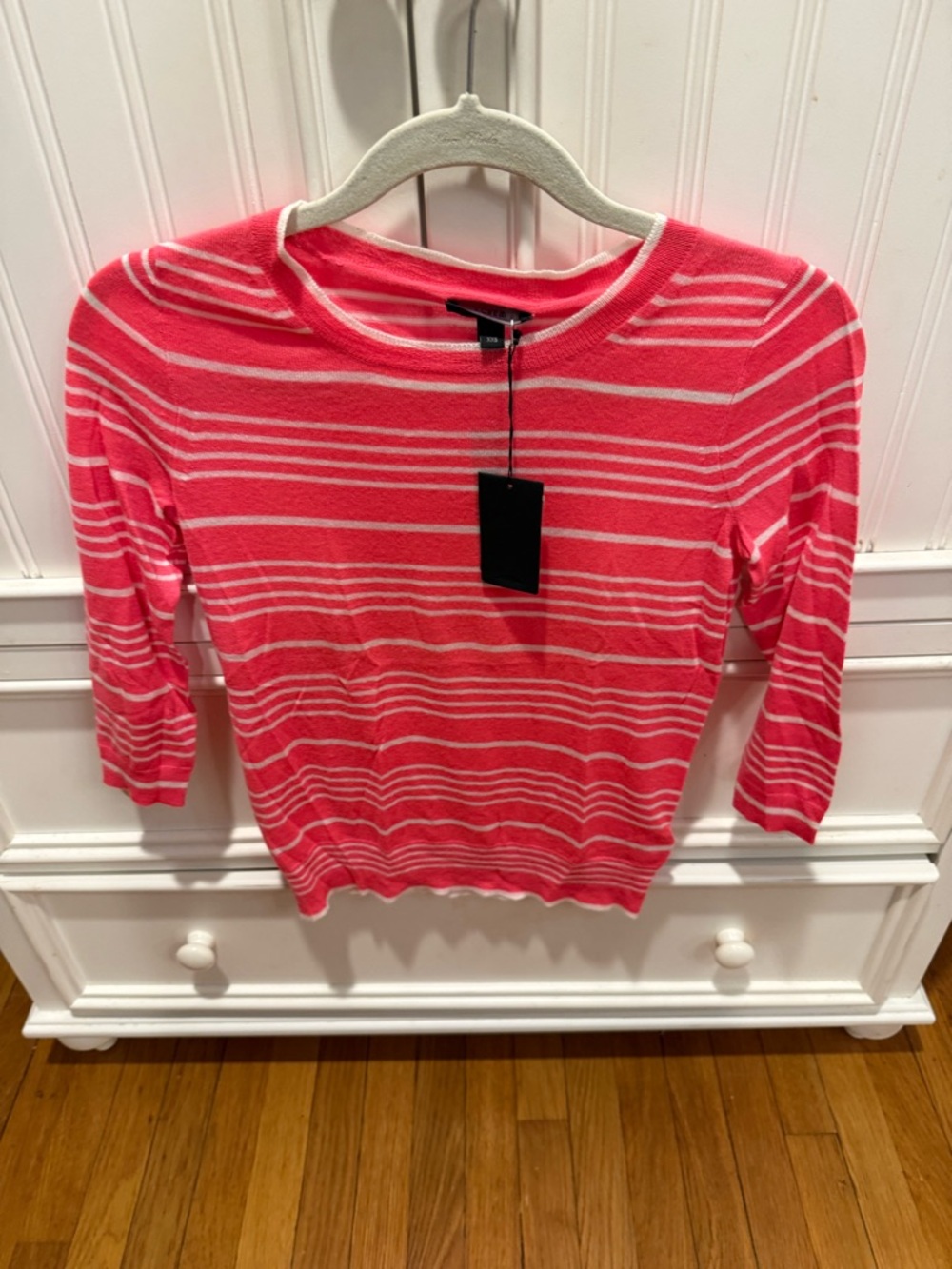 J. Crew Pink and White Striped Long Sleeve Tee